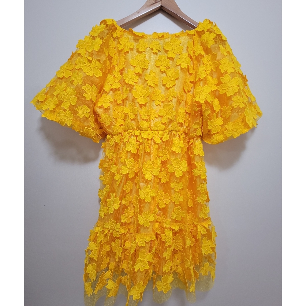 Anthropologie Delfi Floral Textured Mini Dress - Picture 5 of 7